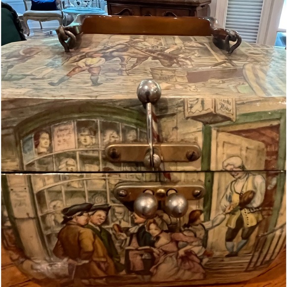 Antique Anton Pieck wooden provincial town graphic flip top purse. Amazing! - Picture 9 of 15